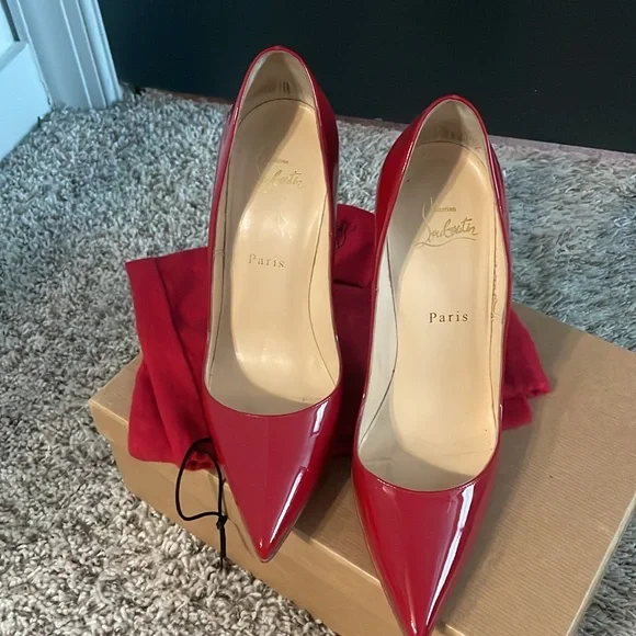 Women’s authentic Christian Louboutin so Kate 120 Patent red heels size 38.5 EUC - Picture 6 of 9
